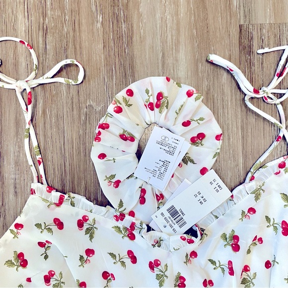 Abercrombie & Fitch Tie-Strap Slim Waist Mini Dress, size S + matching scrunchie - Picture 4 of 6